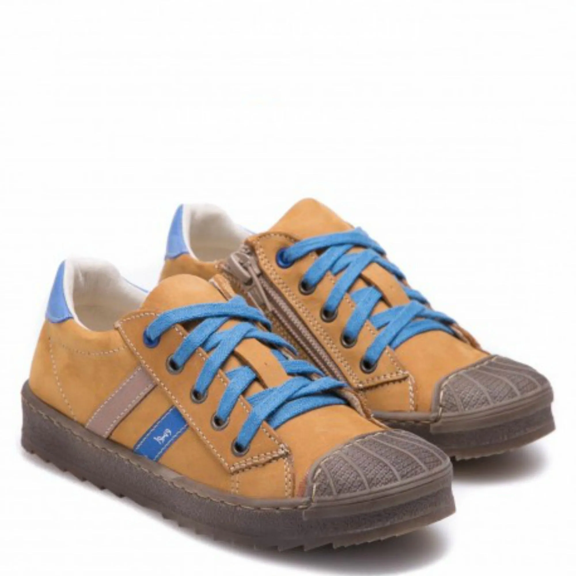 (2627A-17 / 2628A-17) Low Bumper Trainers Mustard Blue with Zipper