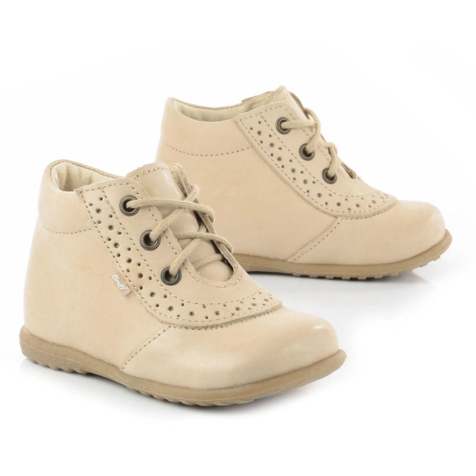 (716-8) Emel Lace Up First Shoes beige