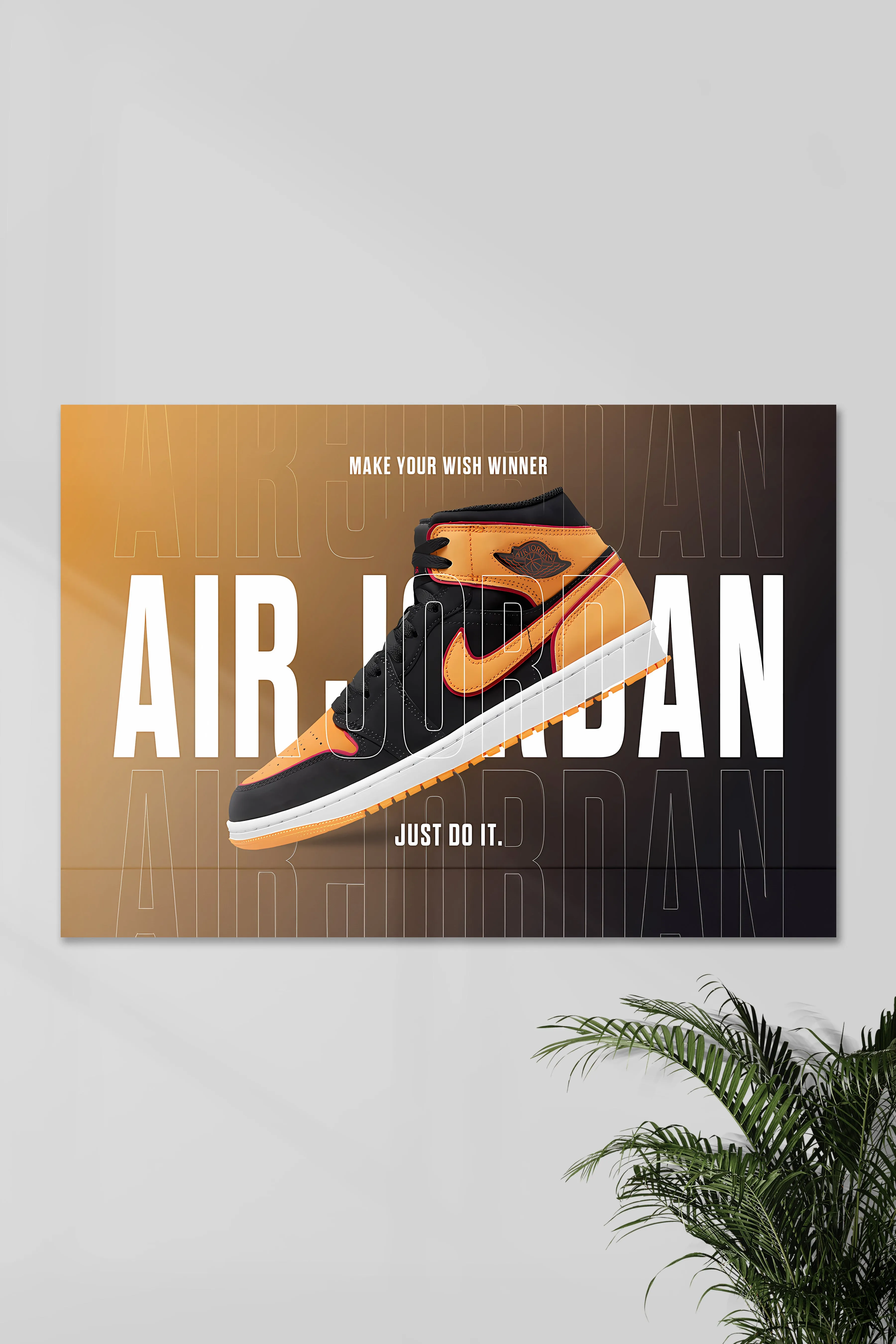 Air Jordan 1 Mid  Black Orange | RETRO # 16 | NIKE | Shoe Poster