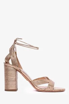 Aquazzura Rose Gold Strappy Block Heels Size 37.5