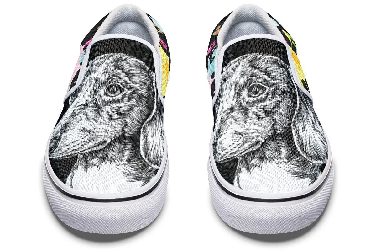 Artsy Dachshund Slip-On Shoes