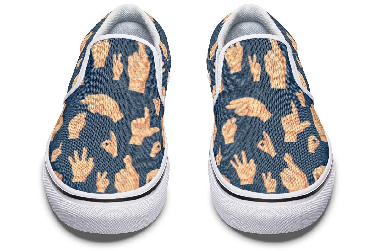 ASL Hand Sign Slip-On Shoes