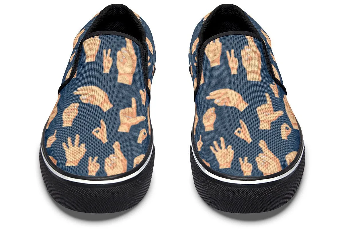 ASL Hand Sign Slip-On Shoes