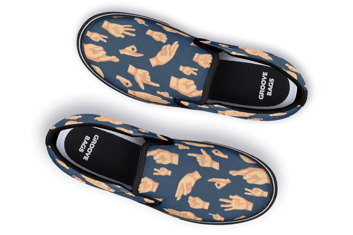 ASL Hand Sign Slip-On Shoes