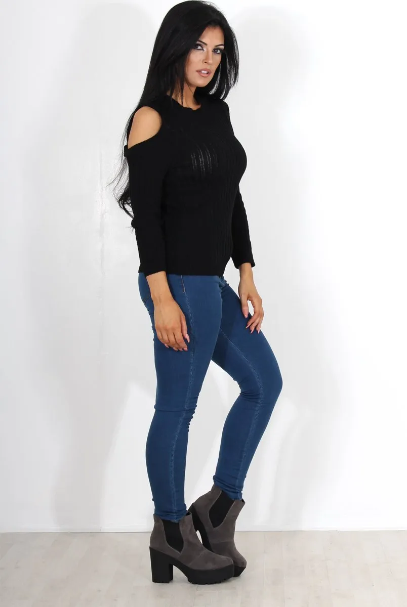 Auden Black Cold Shoulder Top