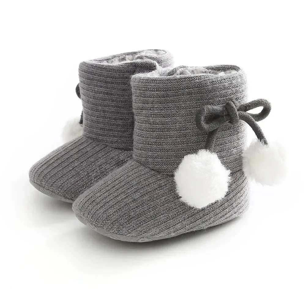 Baby Girls Floral Fluffy 0-18M Winter Snow Boots