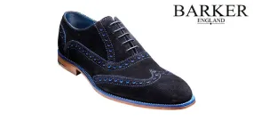 Barker Grant Brogue wingtip - Suede Navy/Blue