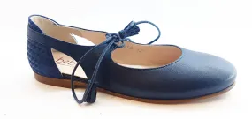 Beberlis Blue Leather Tie Girls shoes