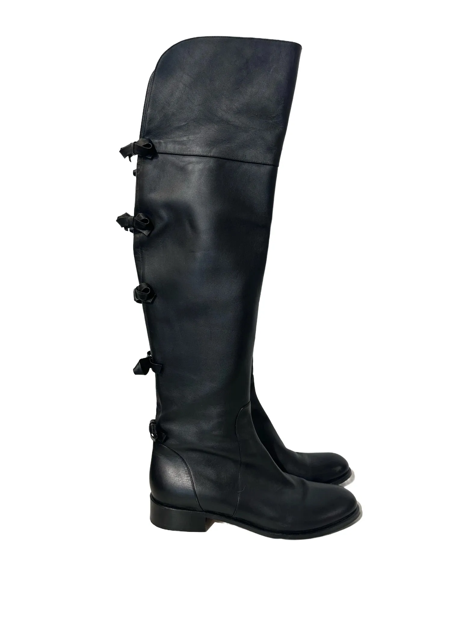 Black High Boots with Bow Embellishment 40