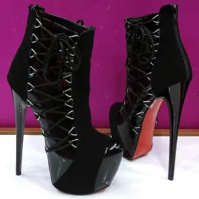 Black Patent Corset Heeled Booties