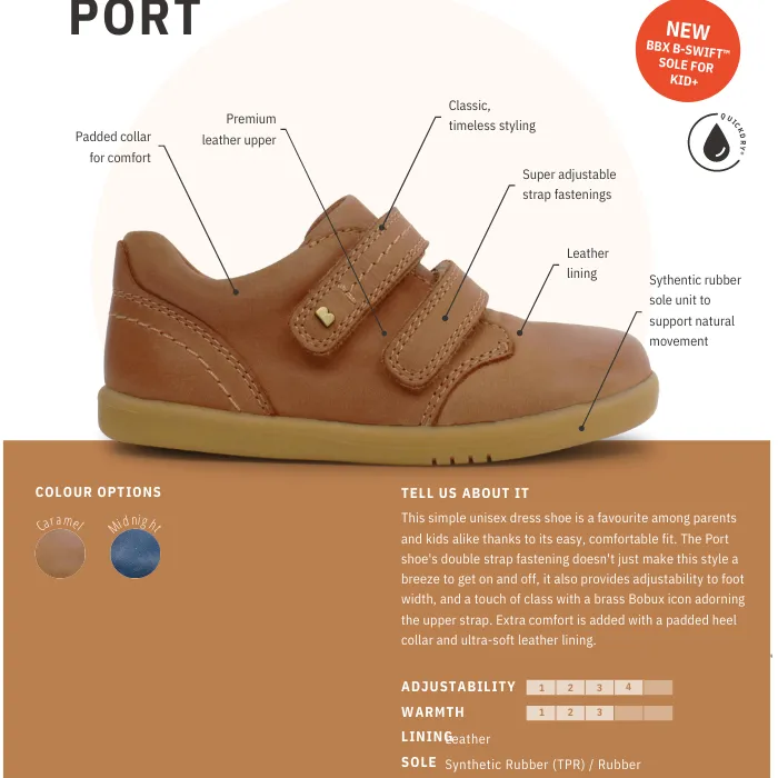 Bobux Step Up Port Shoe Caramel Tan 727715