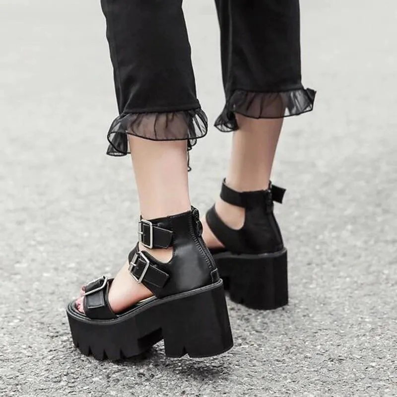 Chunky High Heeled Sandals