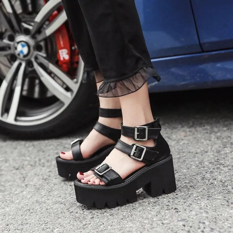 Chunky High Heeled Sandals