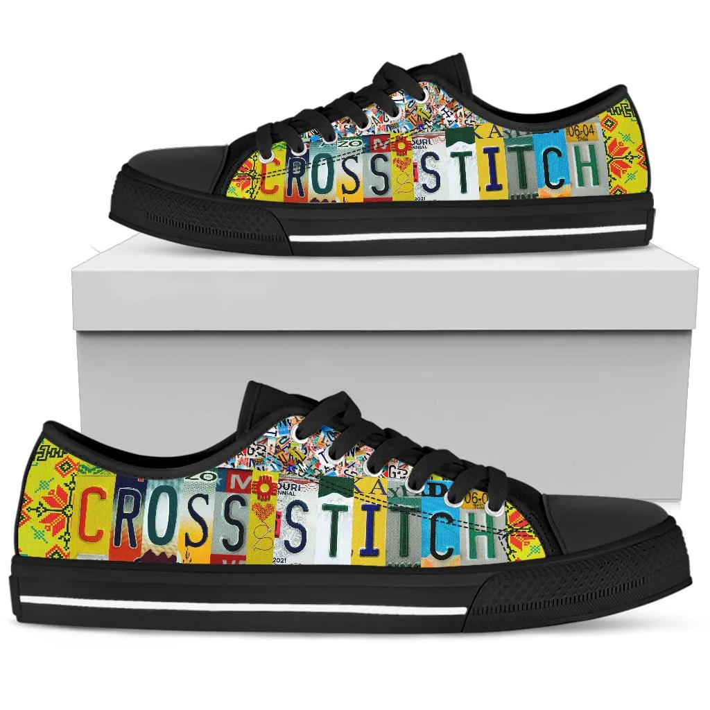 Cross Stitch License Plate Shoes