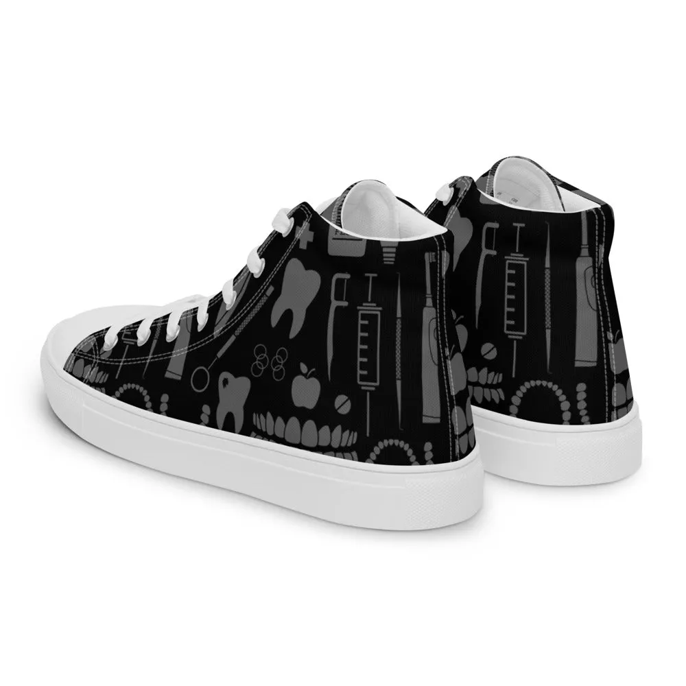 Dental Pattern Women’s high top canvas shoes