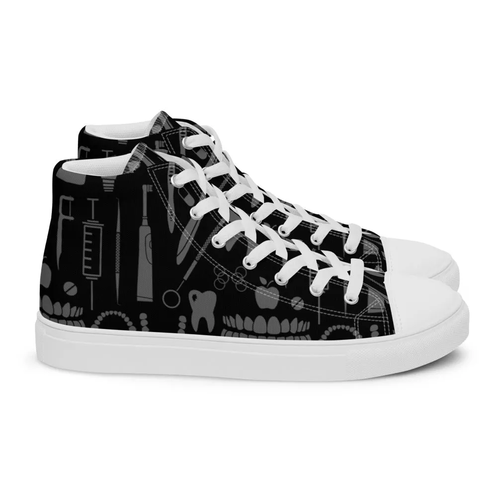 Dental Pattern Women’s high top canvas shoes