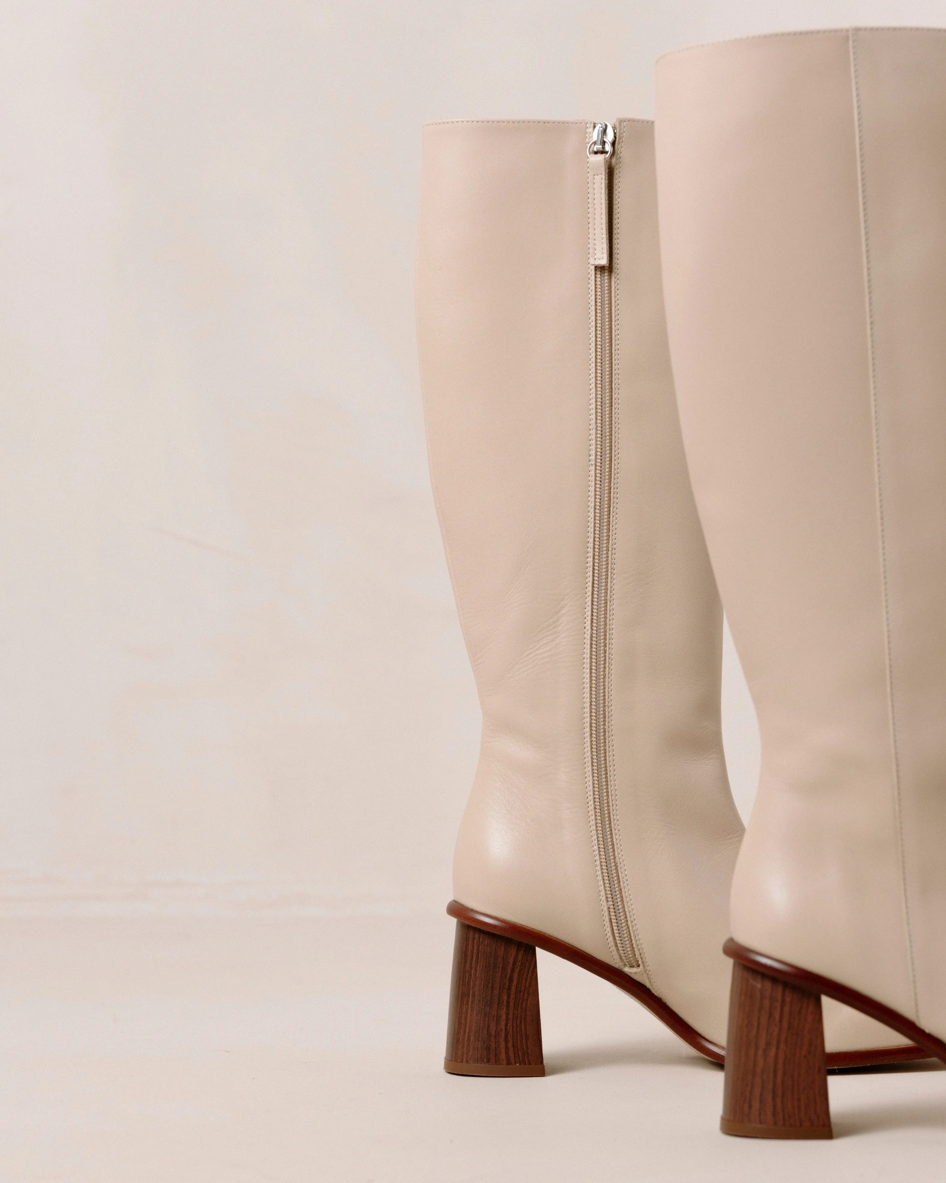 East Stone Beige Leather Boots