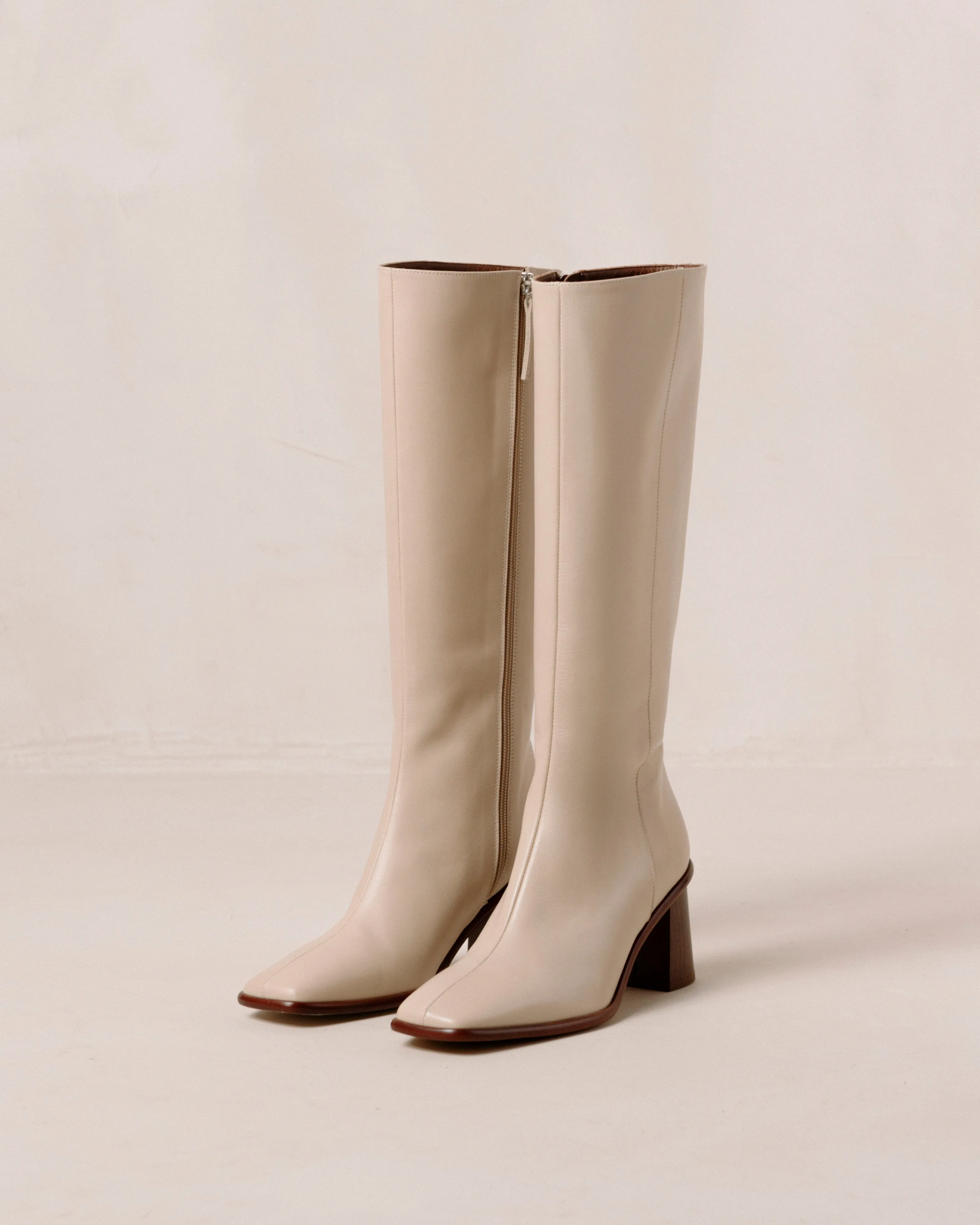 East Stone Beige Leather Boots