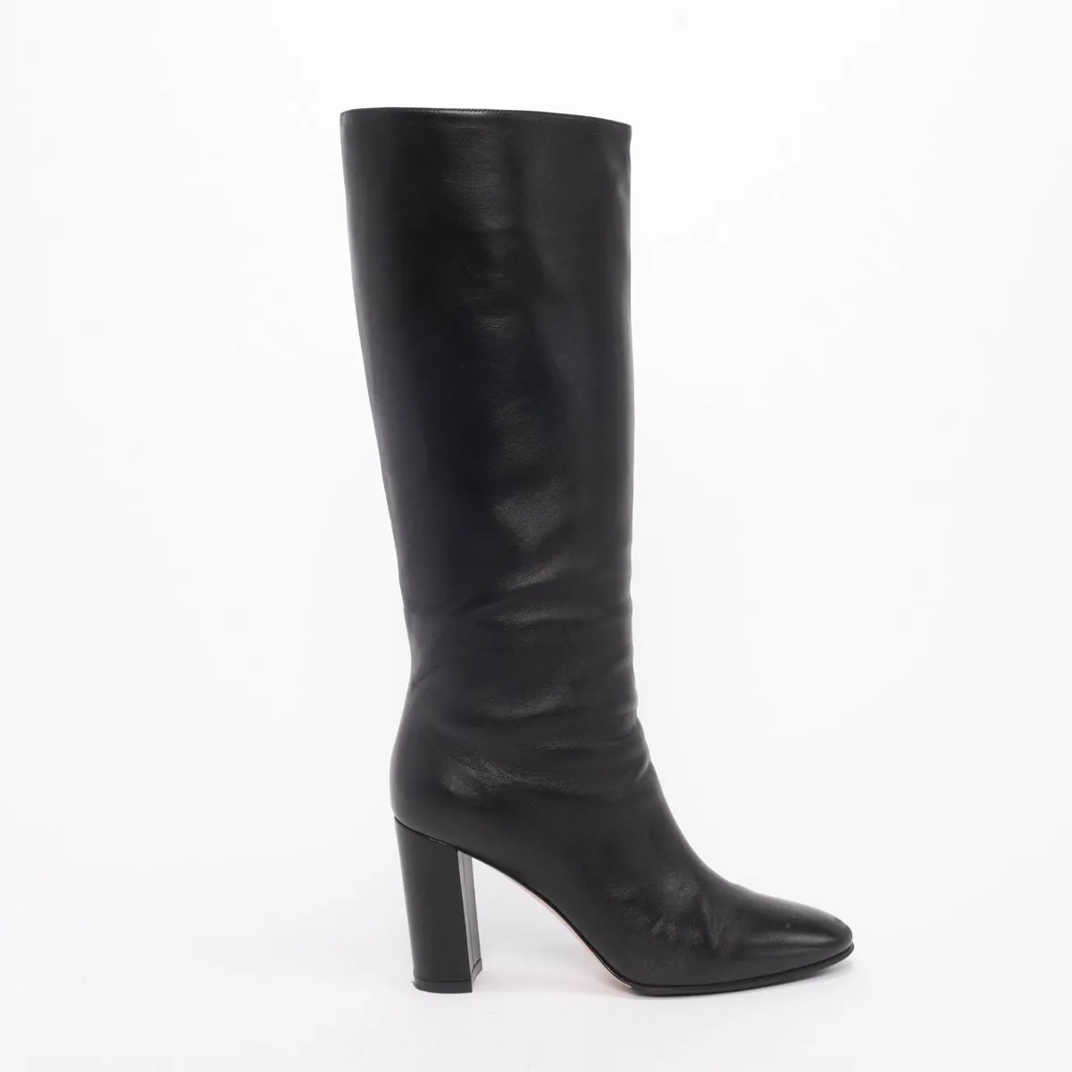 Gianvito Rossi Black Calfskin Laura 85 Knee High Boots 39