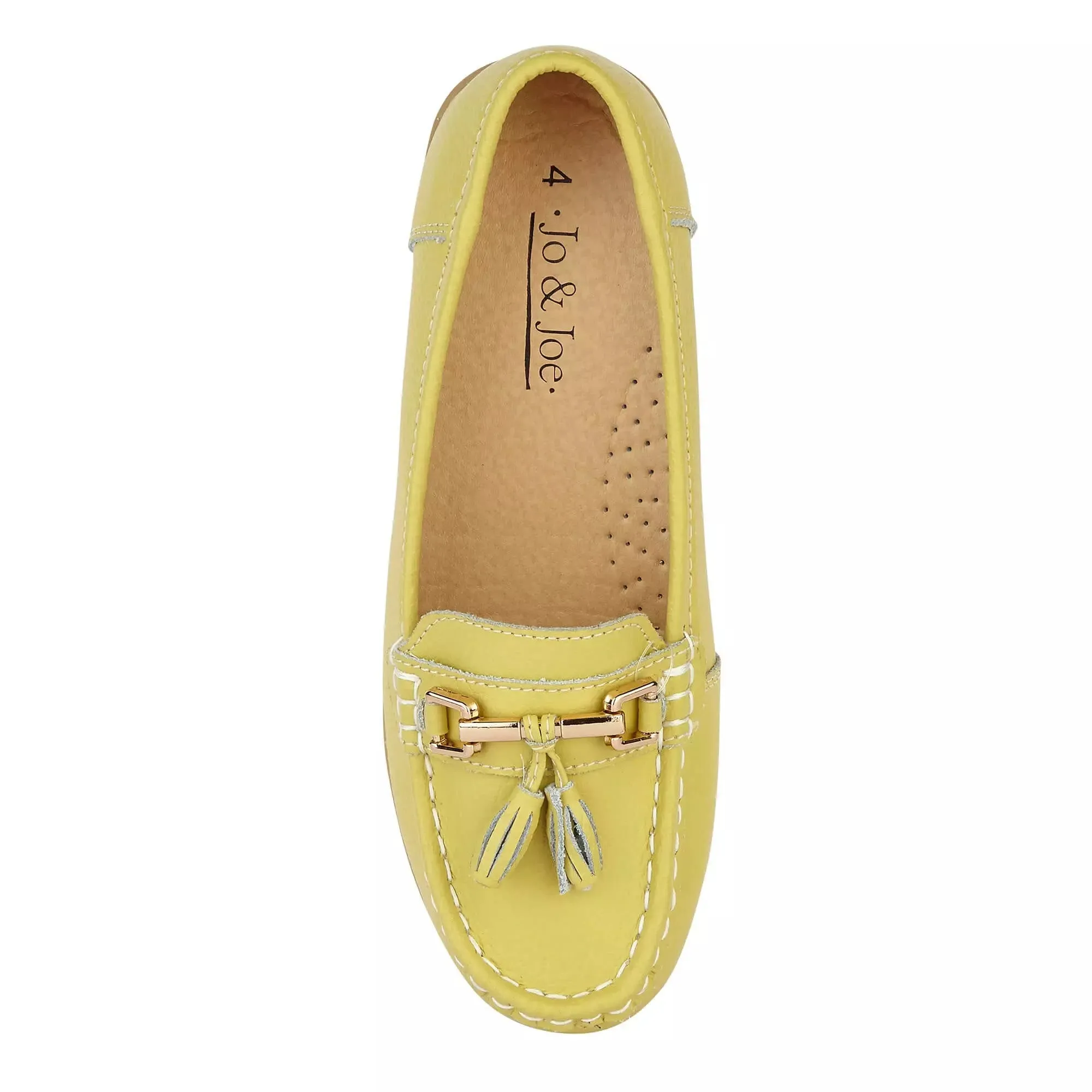 Ladies Leather Slip on Lime Shoes Nautical Flat Jo & Joe