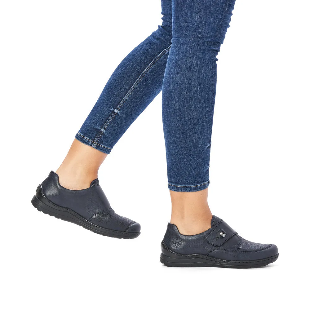 Ladies Rieker Wide fit Navy Strap Over Stretchy Toe Box 48951-14