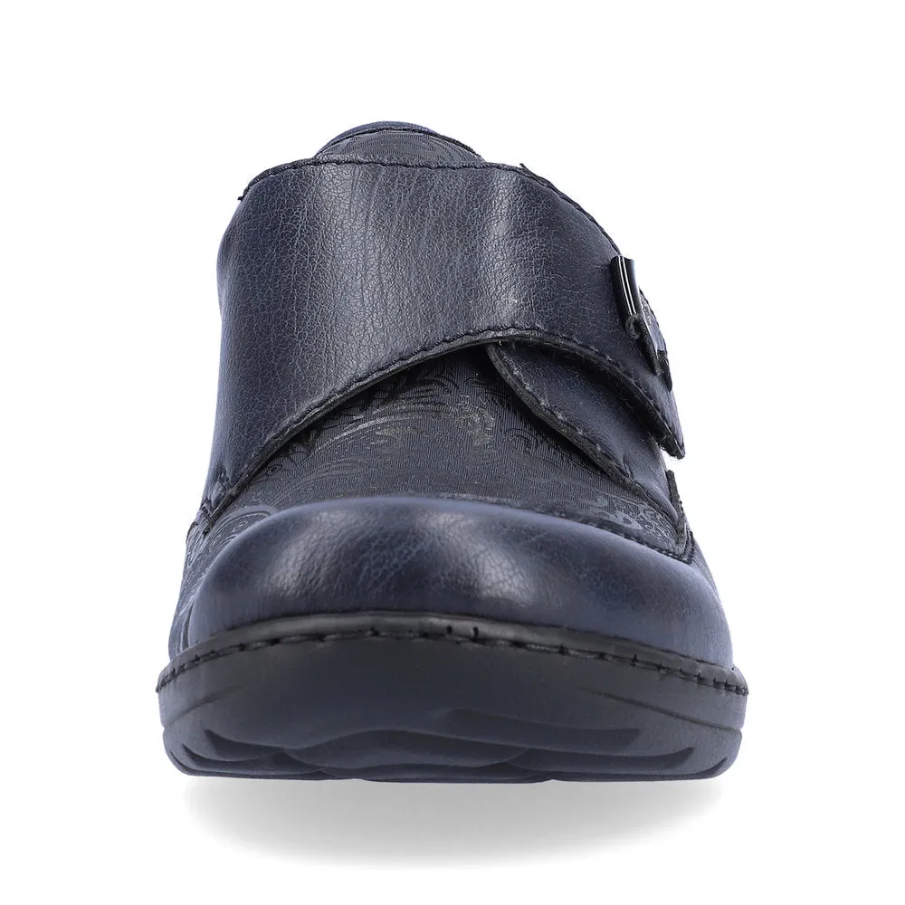 Ladies Rieker Wide fit Navy Strap Over Stretchy Toe Box 48951-14