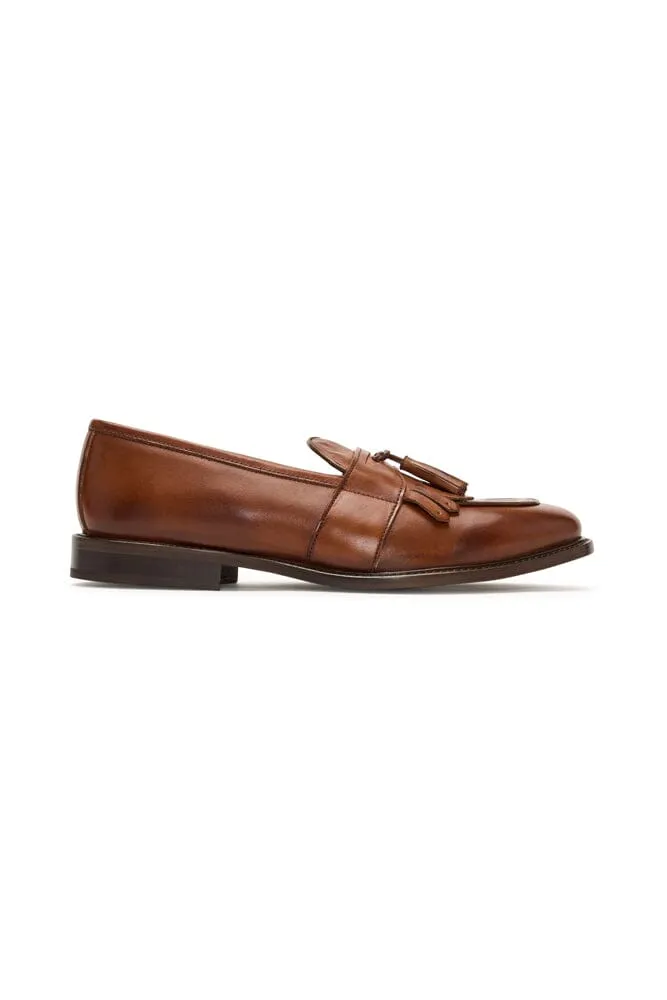 Loafer with Tassel and Fringe - Tan Italian Leather (1301)