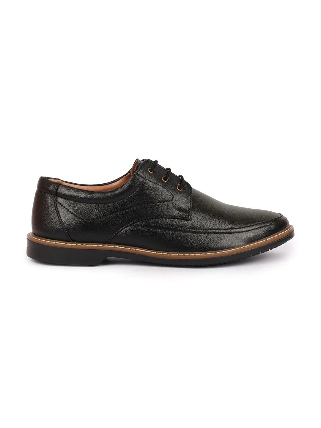 Men Black Formal Lace-Up Derby Uniform Dress Shoes