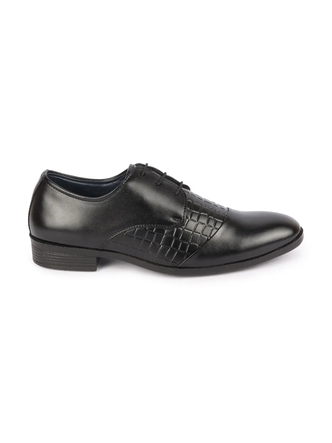 Men Black Party Formal Office Comfort Embossed Design Lace Up Shoes