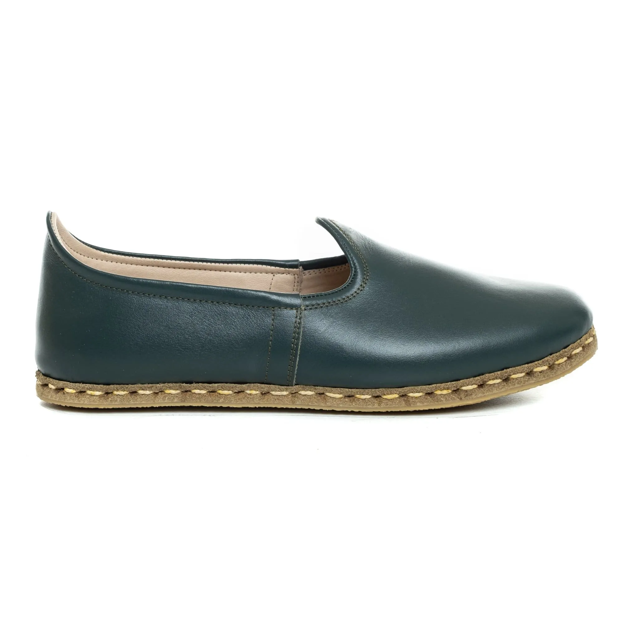 Men's Bottle Green Slip On Shoes