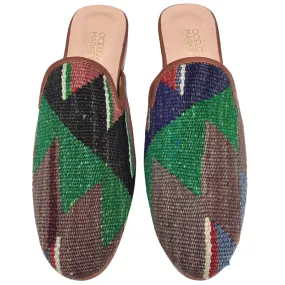 Men's Turkish Kilim Mule Grey & Green