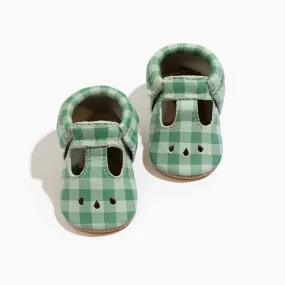 Pine Gingham Mary Jane Baby Shoe