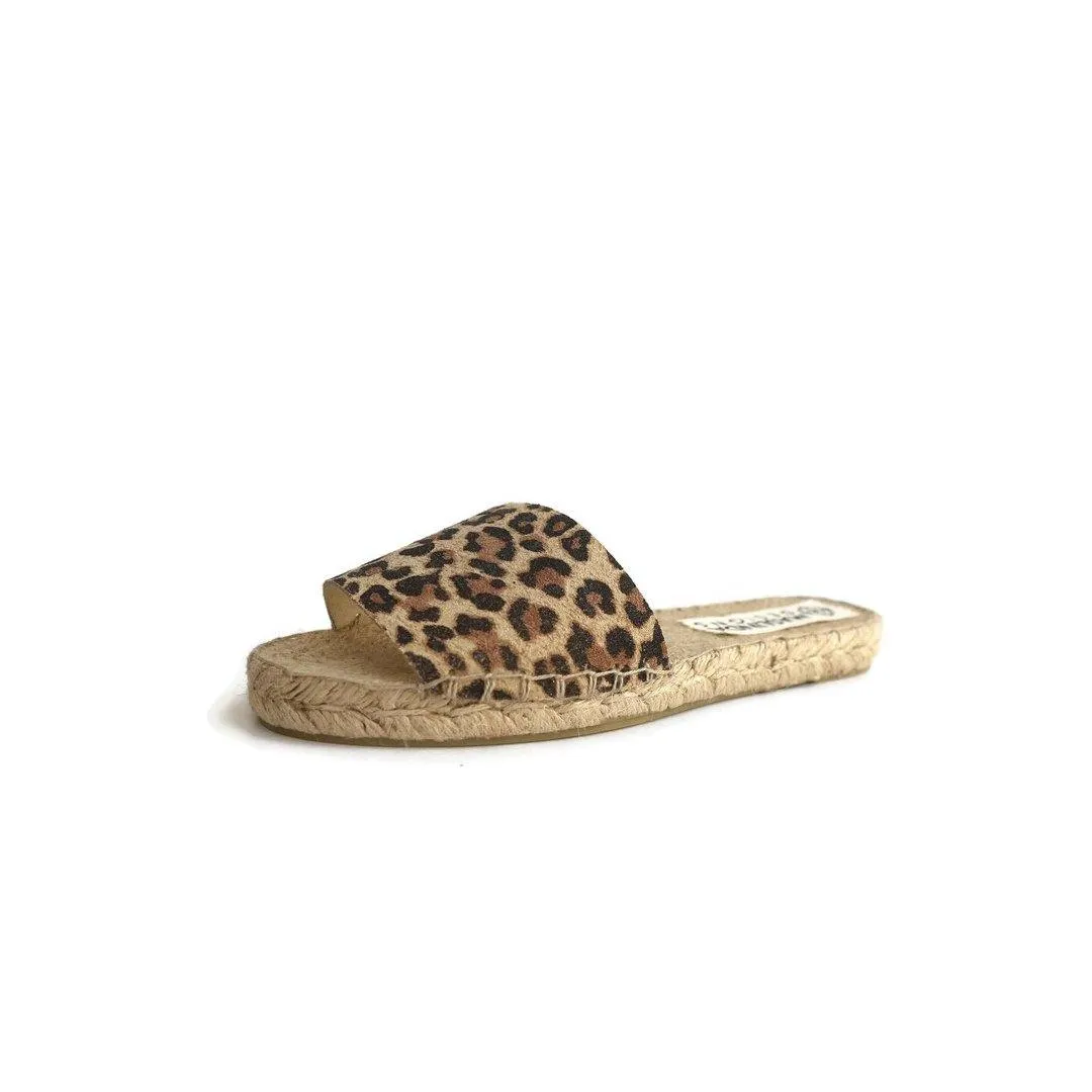 Suede Espadrilles Slides - Leopard Print