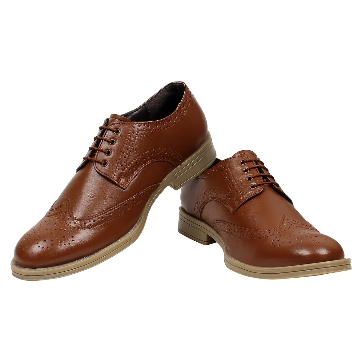 Tan Brogue Shoes For Men - Defective