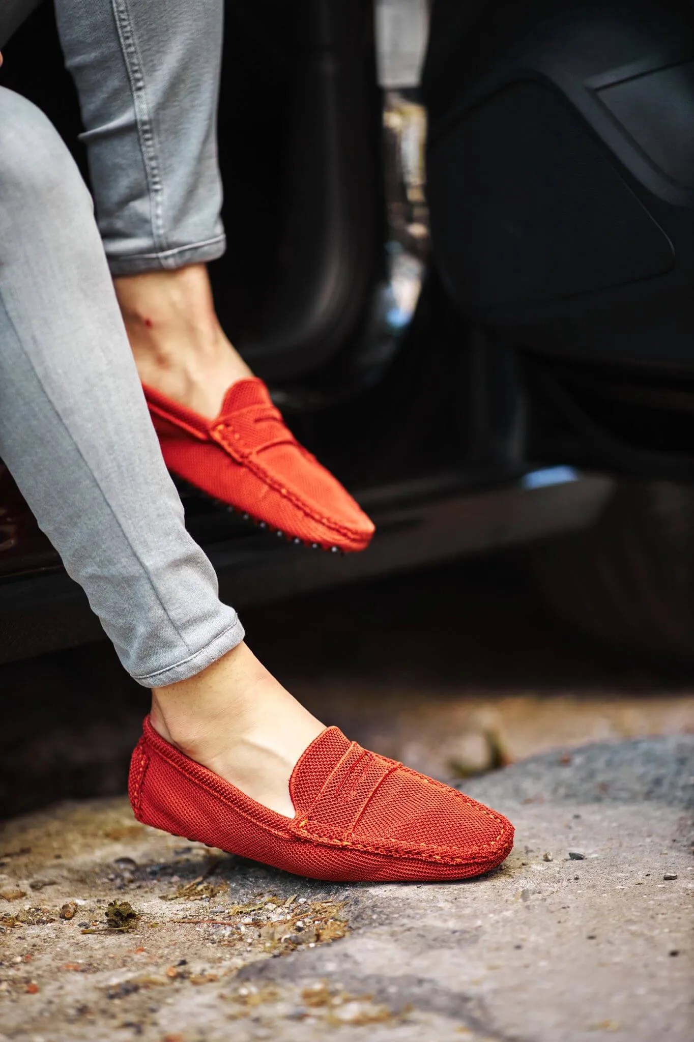 Tile Knitted Driving Loafers