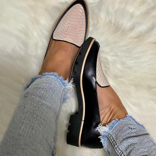 Women's Casual Color Block Pointed Toe Loafers 29569148S