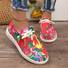 Women's Casual Large Flower Flat Canvas Shoes 54019431S