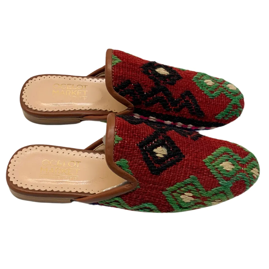 Women's Turkish Kilim Mules | Orange Pattern