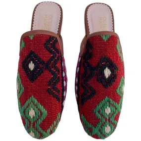 Women's Turkish Kilim Mules | Orange Pattern