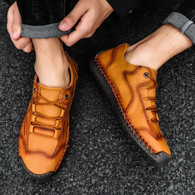 Xituodai  New Autumn Men Casual Shoes Fashion Male Walking Flats Classic Mens Lace-up Footwear Comfy Leather Sneakers Simple Soft Loafers