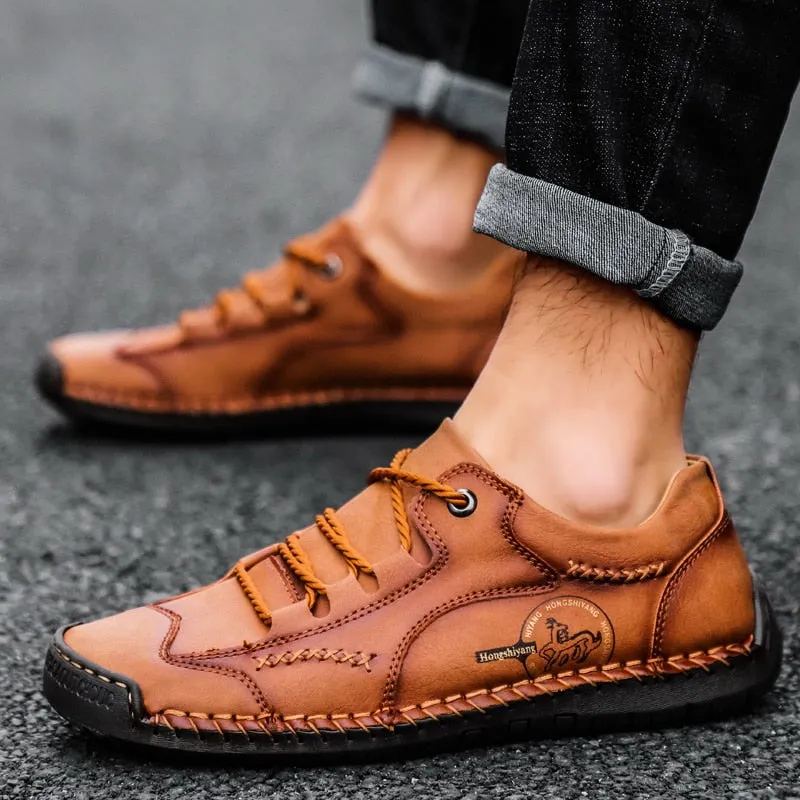 Xituodai  New Autumn Men Casual Shoes Fashion Male Walking Flats Classic Mens Lace-up Footwear Comfy Leather Sneakers Simple Soft Loafers