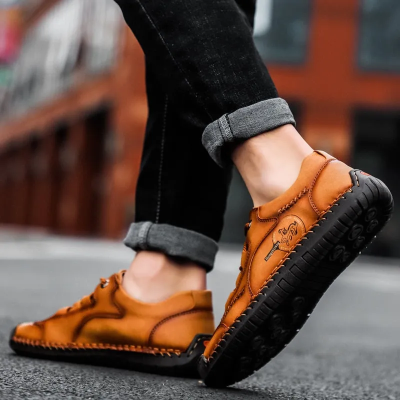 Xituodai  New Autumn Men Casual Shoes Fashion Male Walking Flats Classic Mens Lace-up Footwear Comfy Leather Sneakers Simple Soft Loafers